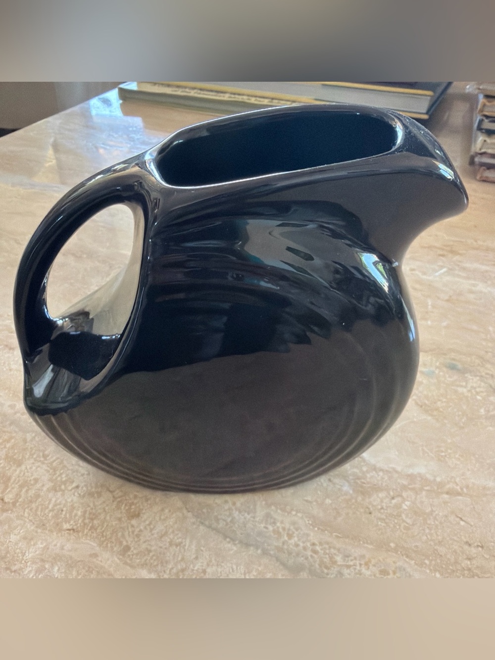 Fiestaware 5.5” Black Mini Disc Ceramic Creamer Pitcher